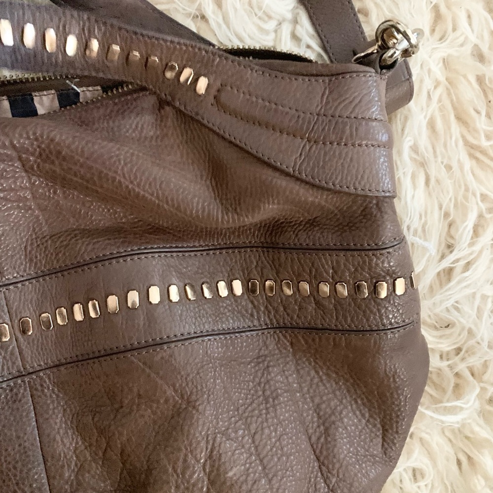Kelsi Dagger | Pebbled Putty Stone Brown Leather Bag Hand Strap or Crossbody - Picture 11 of 16